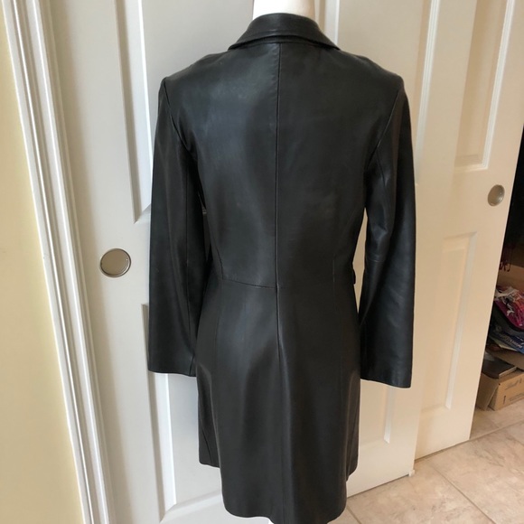 ANN TAYLOR Leather Coat, Black, Sz S, EUC - Picture 5 of 9